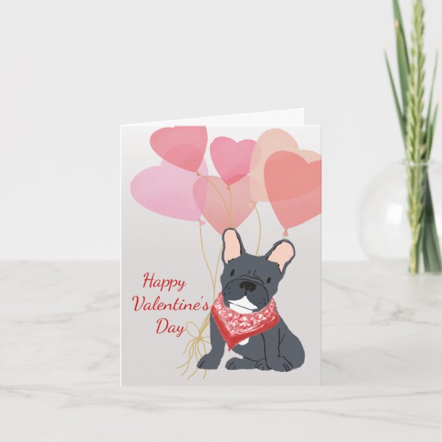 Tarjeta de San Valentín de perro de globos de Bull (Anverso)