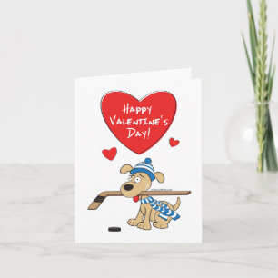 Tarjeta de San Valentín de perro de hockey