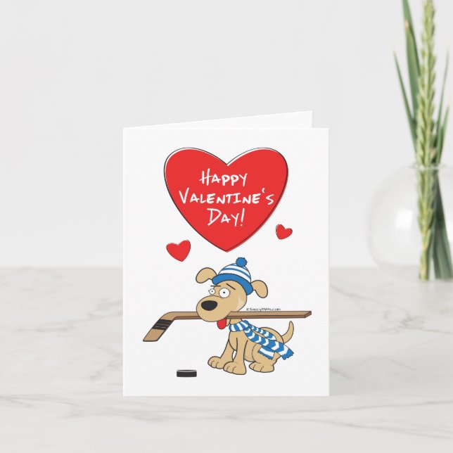 Tarjeta de San Valentín de perro de hockey (Anverso)