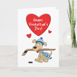 Tarjeta de San Valentín de perro de hockey