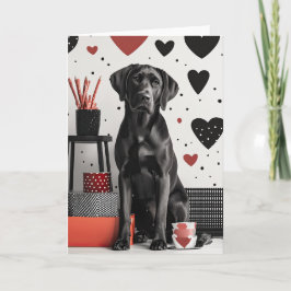 Tarjeta de San Valentín de perro negro de Labrador