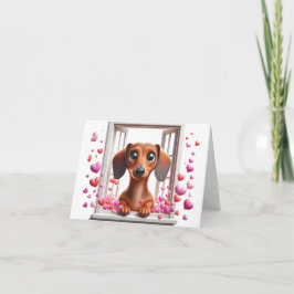 Tarjeta de San Valentín de perro salchicha