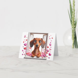 Tarjeta de San Valentín de perro salchicha