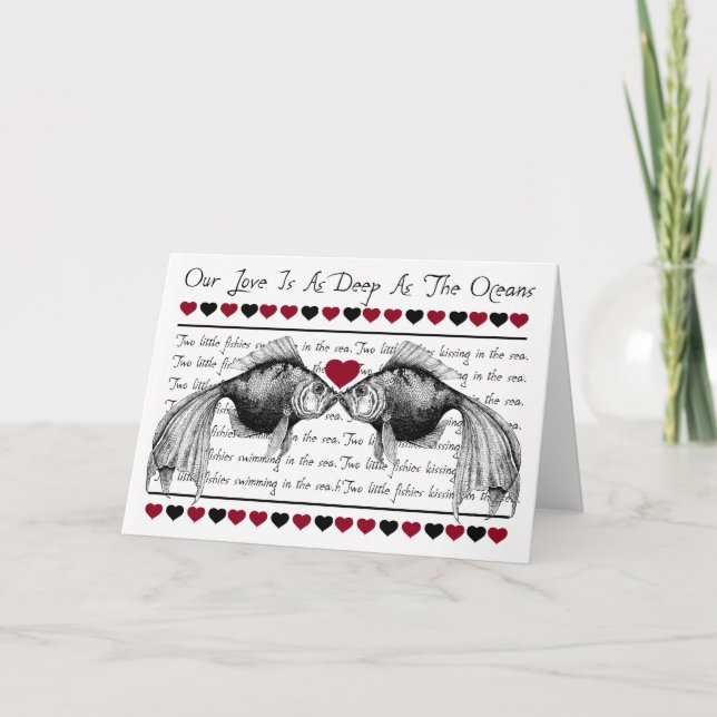 Tarjeta de San Valentín de pez besando (Anverso)