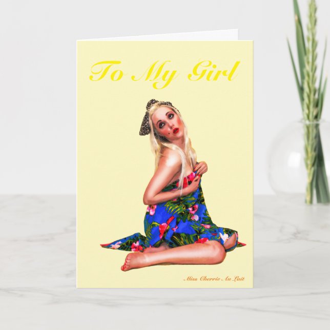 Tarjeta de San Valentín de Pin-up Retro Lindo para (Anverso)