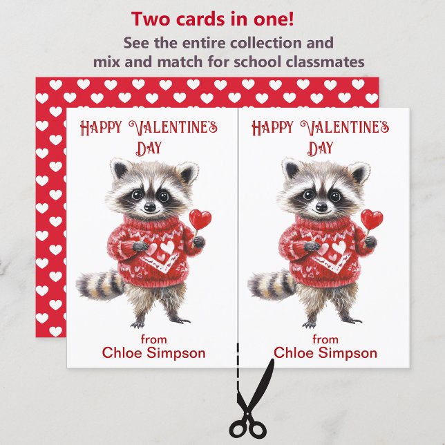Tarjeta de San Valentín de Raccoon de suéter rojo (Subido por el creador)