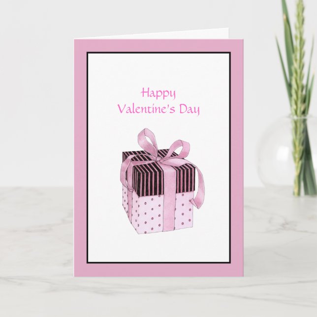 Tarjeta de San Valentín de regalo rosa y negro (Anverso)