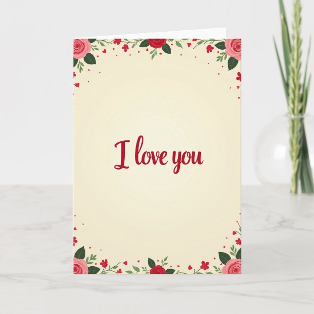 Tarjeta de San Valentín de Rosas Rojas Amor (Anverso)
