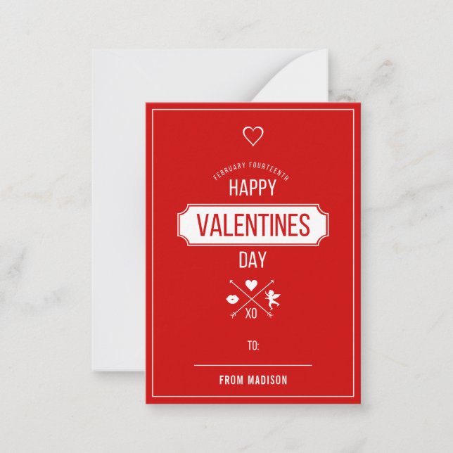 Tarjeta de San Valentín de San Valentín de Símbolo (Anverso)