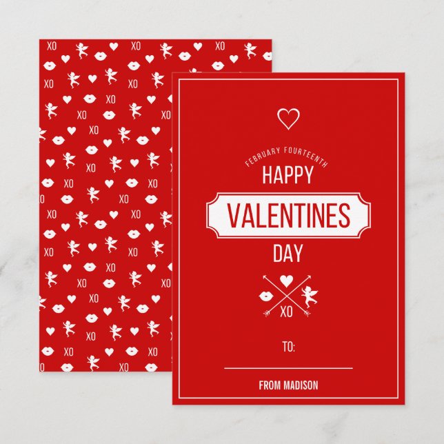 Tarjeta de San Valentín de San Valentín de Símbolo (Anverso / Reverso)