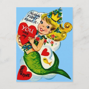 Tarjeta de San Valentín de Sirena Monada Retro Vin