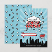 Tarjeta de San Valentín de superhéroe amigo de cóm