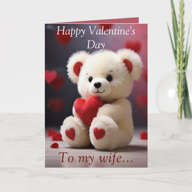 Tarjeta de San Valentín de Teddy Bear para esposa (Anverso)