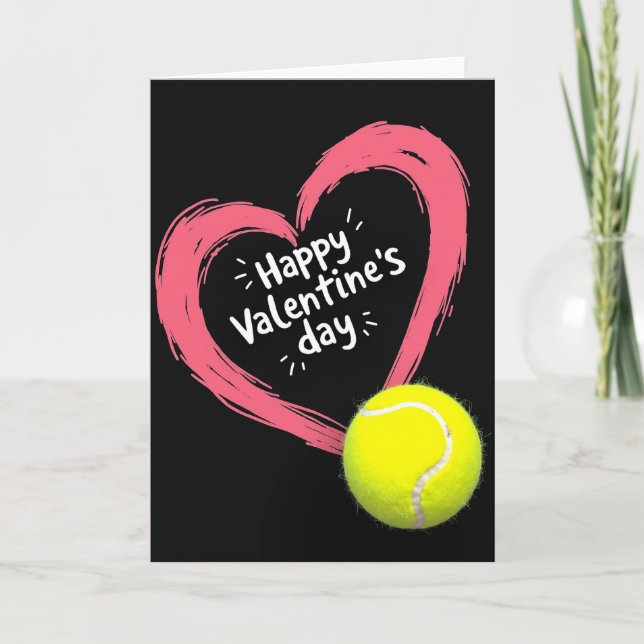 Tarjeta de San Valentín de tenis de corazón de neó (Anverso)
