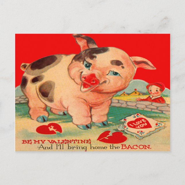 Tarjeta de San Valentín de Tocino de Cerdo Retro V (Anverso)