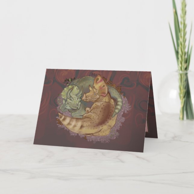 Tarjeta de San Valentín de Triceratops Snuggles (Anverso)