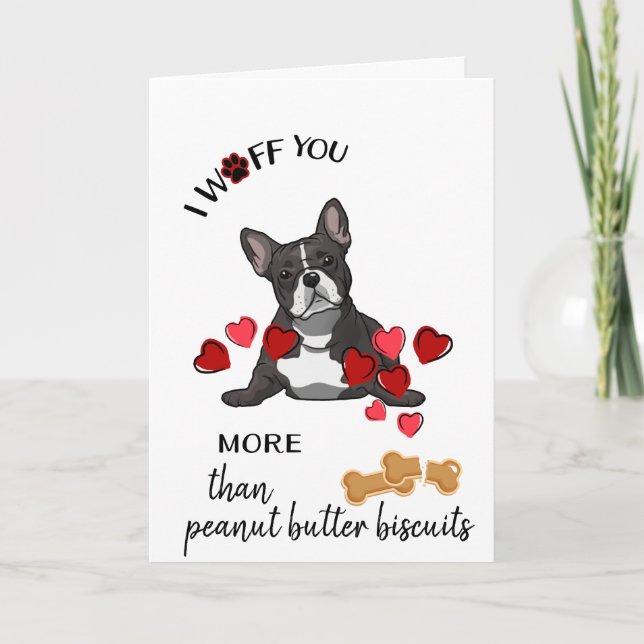 Tarjeta de San Valentín de tu amor al perro Bulldo (Anverso)