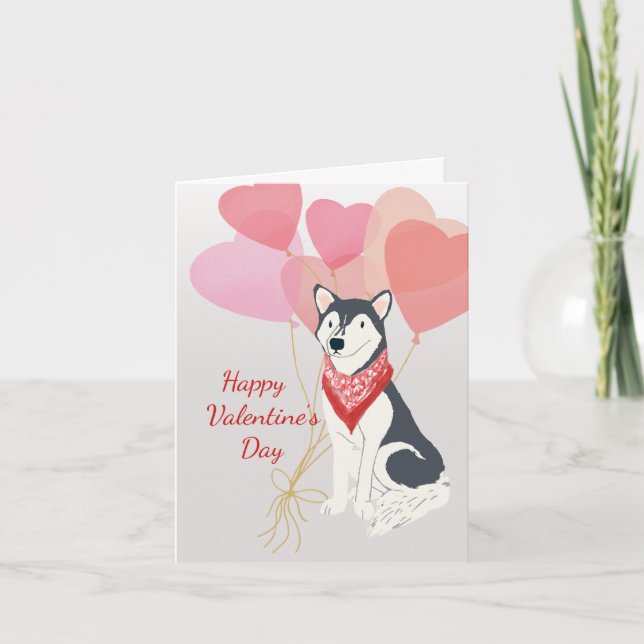 Tarjeta de San Valentín de tus globos Husky Siberi (Anverso)