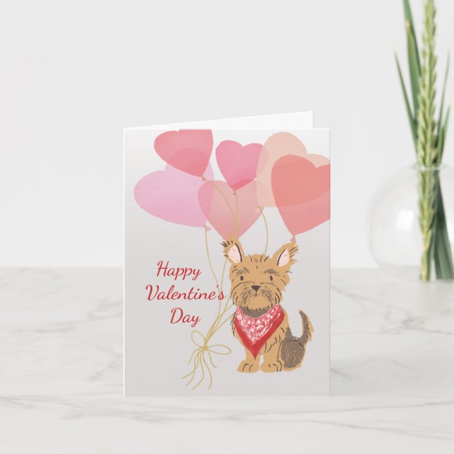 Tarjeta de San Valentín de tus globos Yorkie y Roj (Anverso)