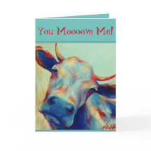 Tarjeta de San Valentín de vaca Cheeky VCollierArt