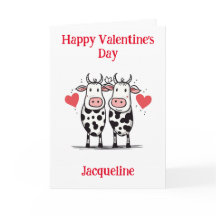 Tarjeta de San Valentín de vaca divertida personal