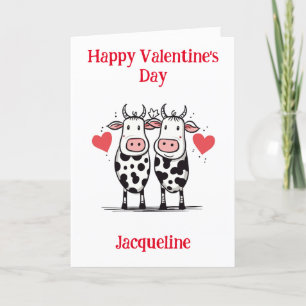 Tarjeta de San Valentín de vaca divertida personal