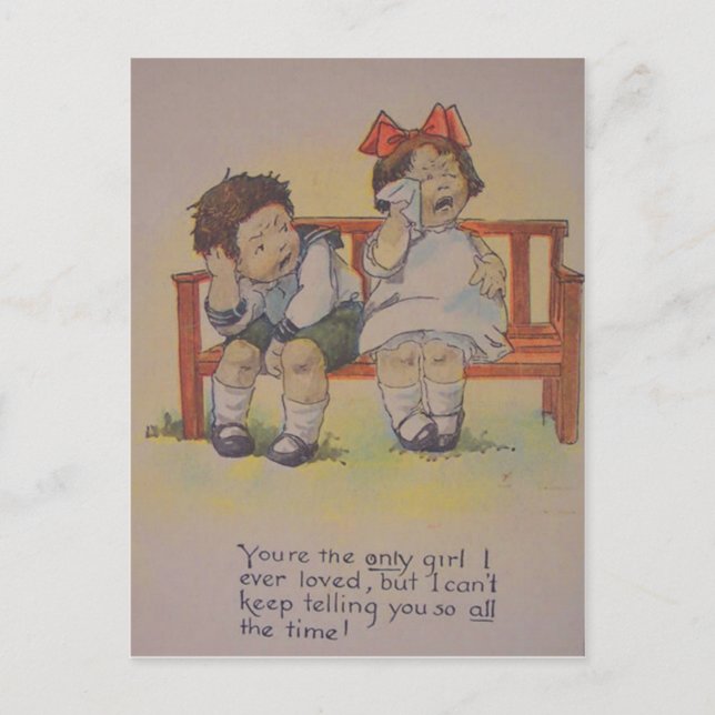 Tarjeta de San Valentín de Vintage Retro Crying (Anverso)