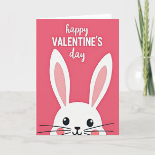 Tarjeta de San Valentín del conejo feliz lindo