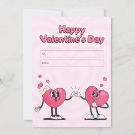 Tarjeta de San Valentín del Día de Pink Retro feli