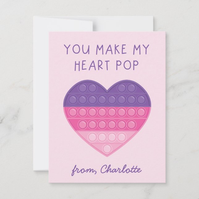 Tarjeta de San Valentín del fondo del corazón Pop (Anverso)