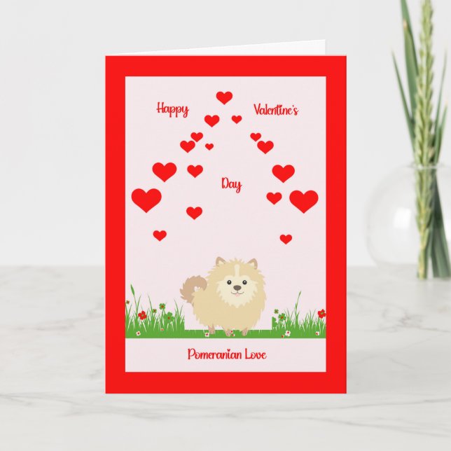 Tarjeta de San Valentín del Mascota Pomeranian (Anverso)