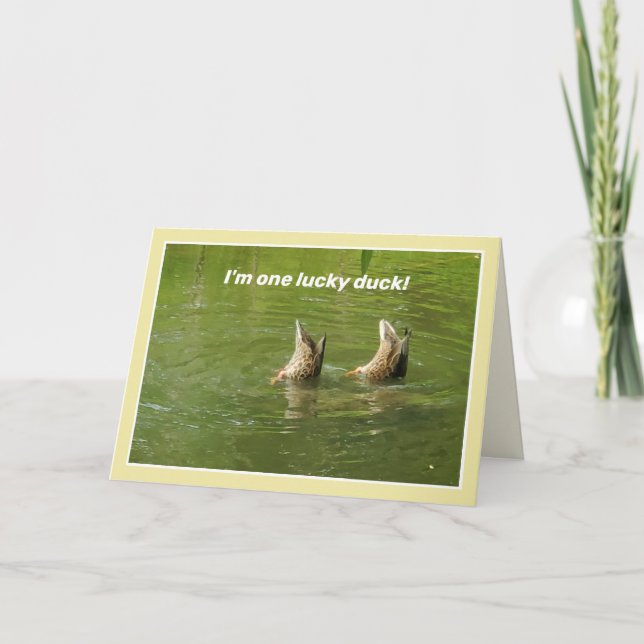 Tarjeta de San Valentín del pato afortunado (Anverso)