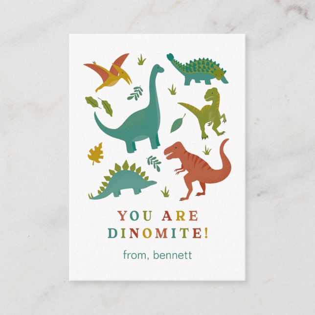 Tarjeta de San Valentín Dinosaurio Dinomita (Anverso)