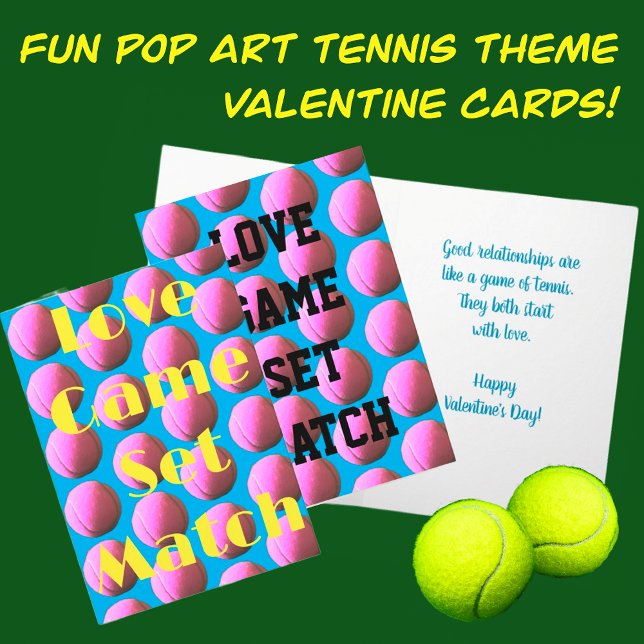 Tarjeta de San Valentín doblada con tema de tenis (Subido por el creador)