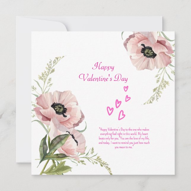 Tarjeta de San Valentín Elegante Verde Blanco Rosa (Anverso)
