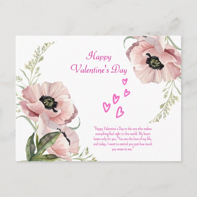 Tarjeta de San Valentín elegante verde rosa (Anverso)