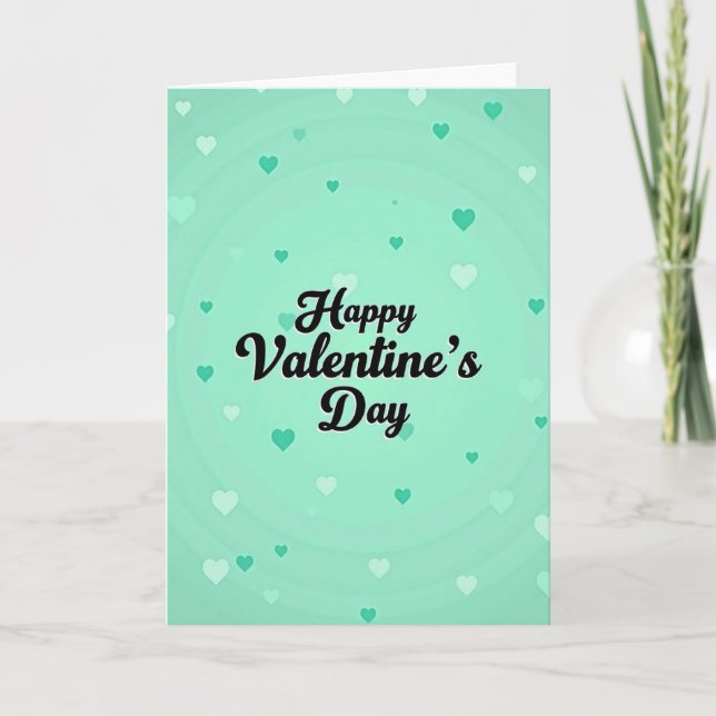 Tarjeta de San Valentín Feliz de color menta (Anverso)