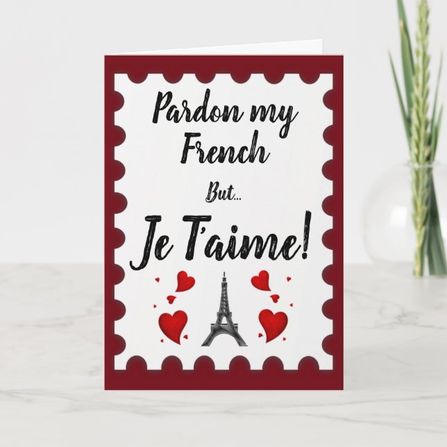 Tarjeta de San Valentín francesa Je T'aime (Anverso)
