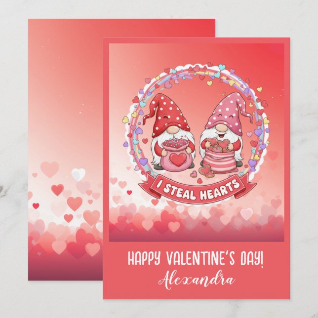 Tarjeta de San Valentín Gnomo Divertido Personaliz (Anverso / Reverso)