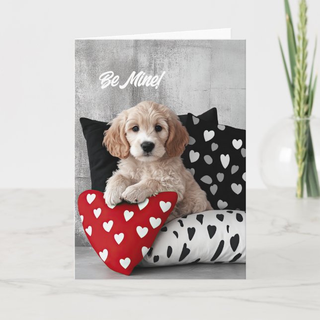 Tarjeta de San Valentín Goldendoodle Puppy (Anverso)