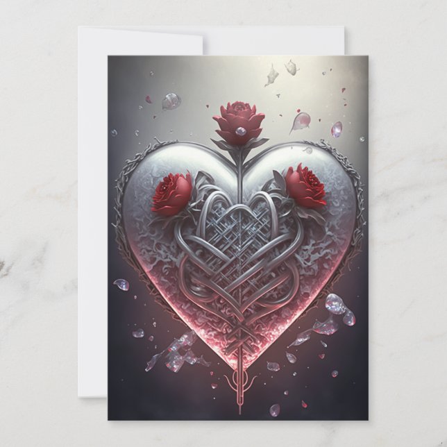 Tarjeta de San Valentín iónica metálica de tres Ro (Anverso)