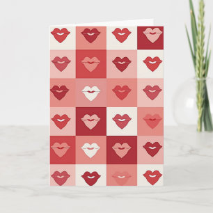 Tarjeta de San Valentín Labios Rojos Besos