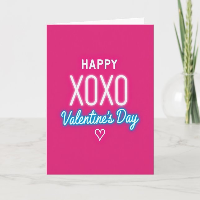 Tarjeta de San Valentín Neon Xoxo (Anverso)