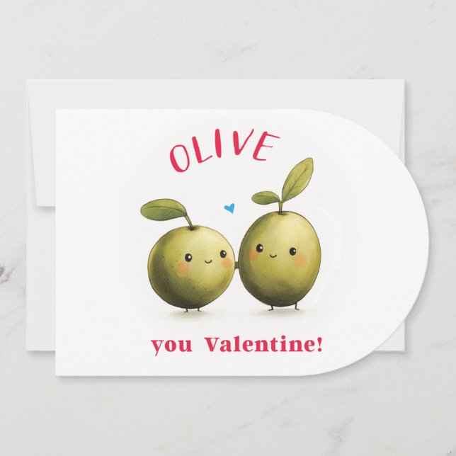 Tarjeta de San Valentín Olive You Valentine (Anverso)