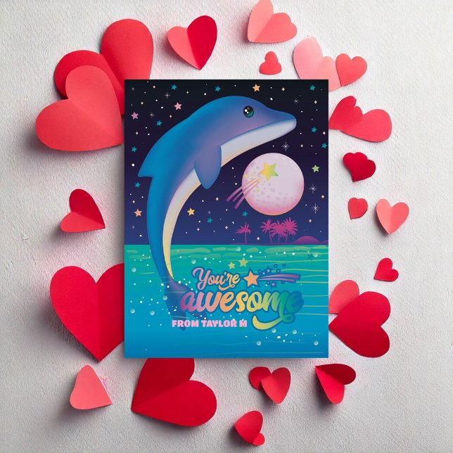 Tarjeta de San Valentín para delfines de moda Retr (Subido por el creador)