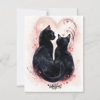 Tarjeta de San Valentín para gatos negros protecto