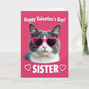 Tarjeta de San Valentín para Hermana Gato Feliz