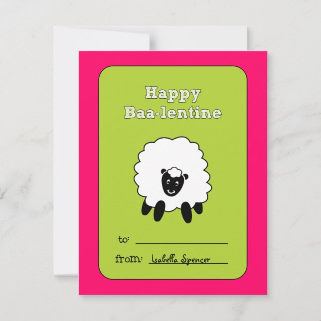 Tarjeta de San Valentín para niños Baa-lentine (Anverso)