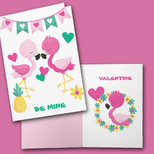 Tarjeta de San Valentín para niños Flamingo Rosa