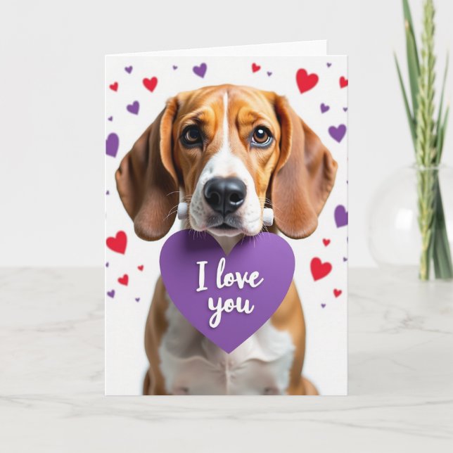 Tarjeta de San Valentín para Perro de Agua I Love  (Anverso)